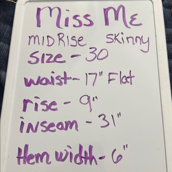 📌Miss Me Mid-Rise Skinny Jeans Women’s 30 NWOT Dark Wash Stretch 31 Inseam Denim - Picture 6 of 6